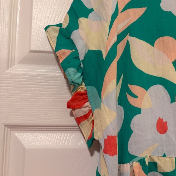 CHICSOUL Flowers All Around Top, Turquoise 2X - Picture 3 of 9